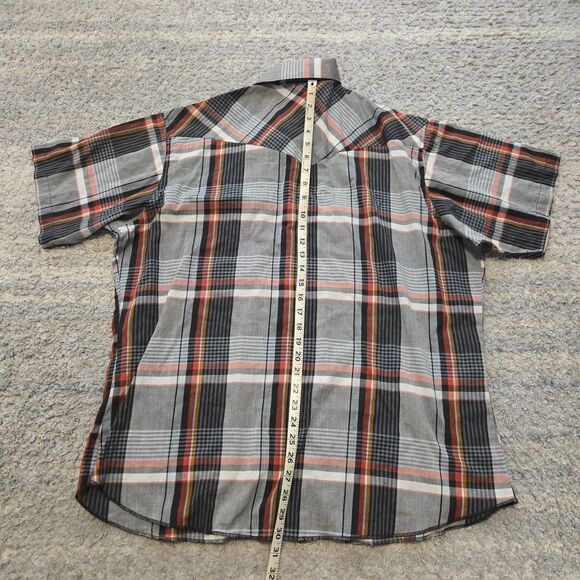 VTG Rustler X-Long Tails Short Sleeve Pearl Snap Shirt Mens XL Rodeo Plaid - Picture 5 of 5